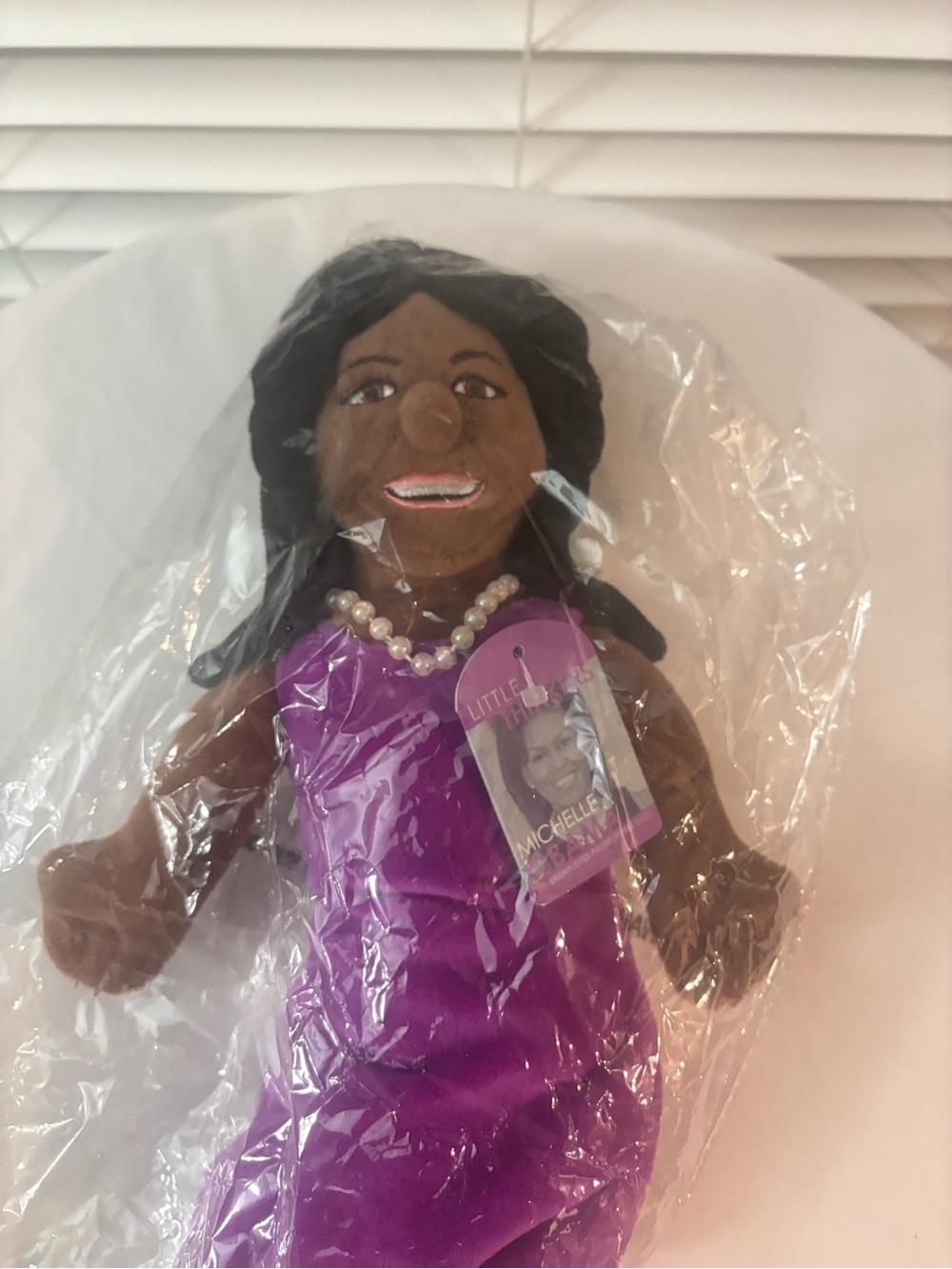 The Unemployed Philosophers Guild Michelle Obama Little Thinker Plush Doll Tag - Picture 7 of 13